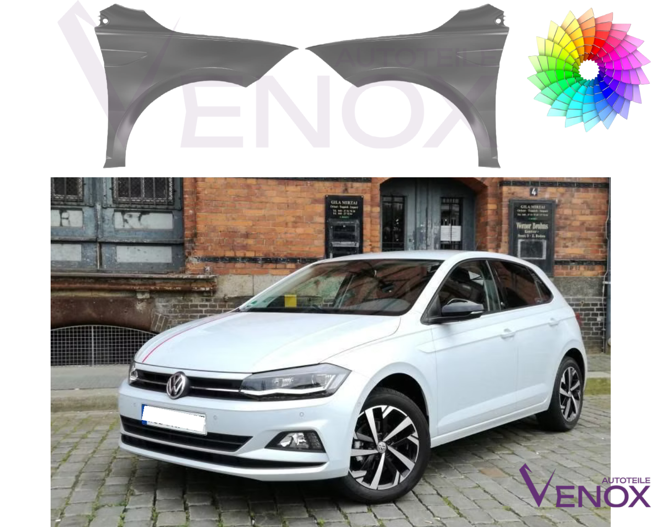 Stænkskærme FRONT LEFT til VW Polo AW fra 2017 LÆGGET I WISHED FARVE - Image 2