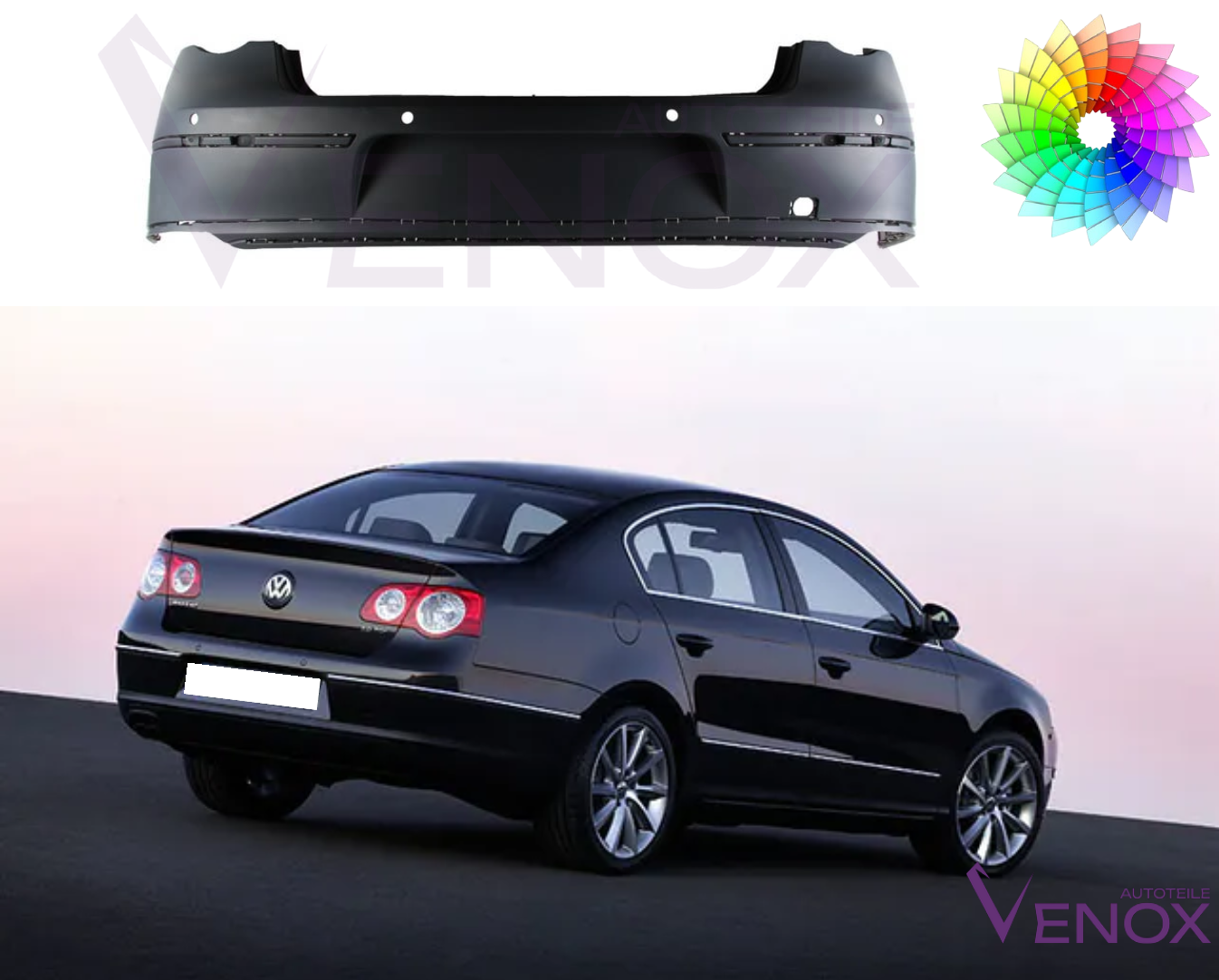 Bagkofanger til Vw Passat B6 2005-2010 PDC Lakeret i ønsket farve - Image 2