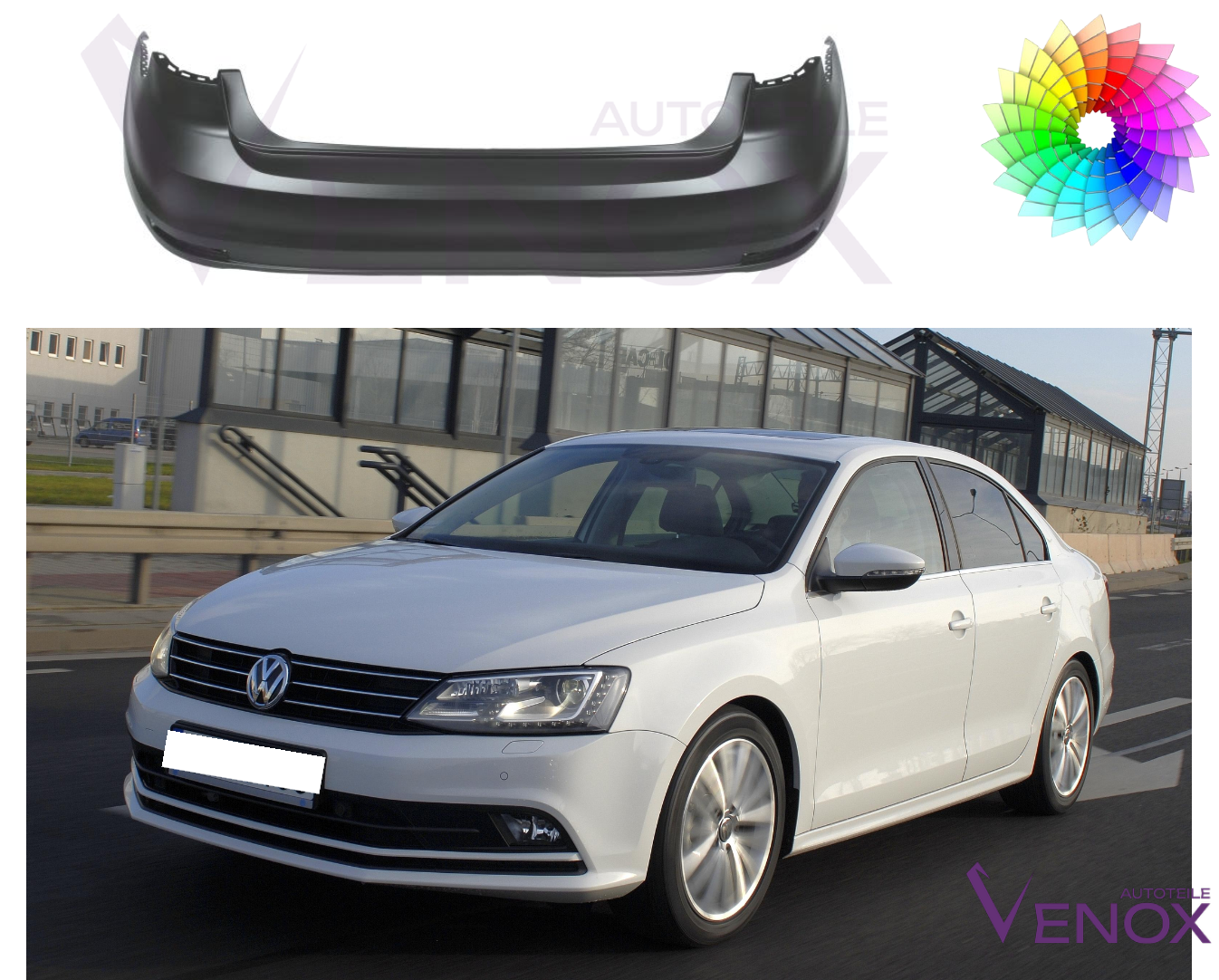 Bagkofanger til Vw Jetta fra 2015 PDC Lakeret i ønsket farve - Image 2