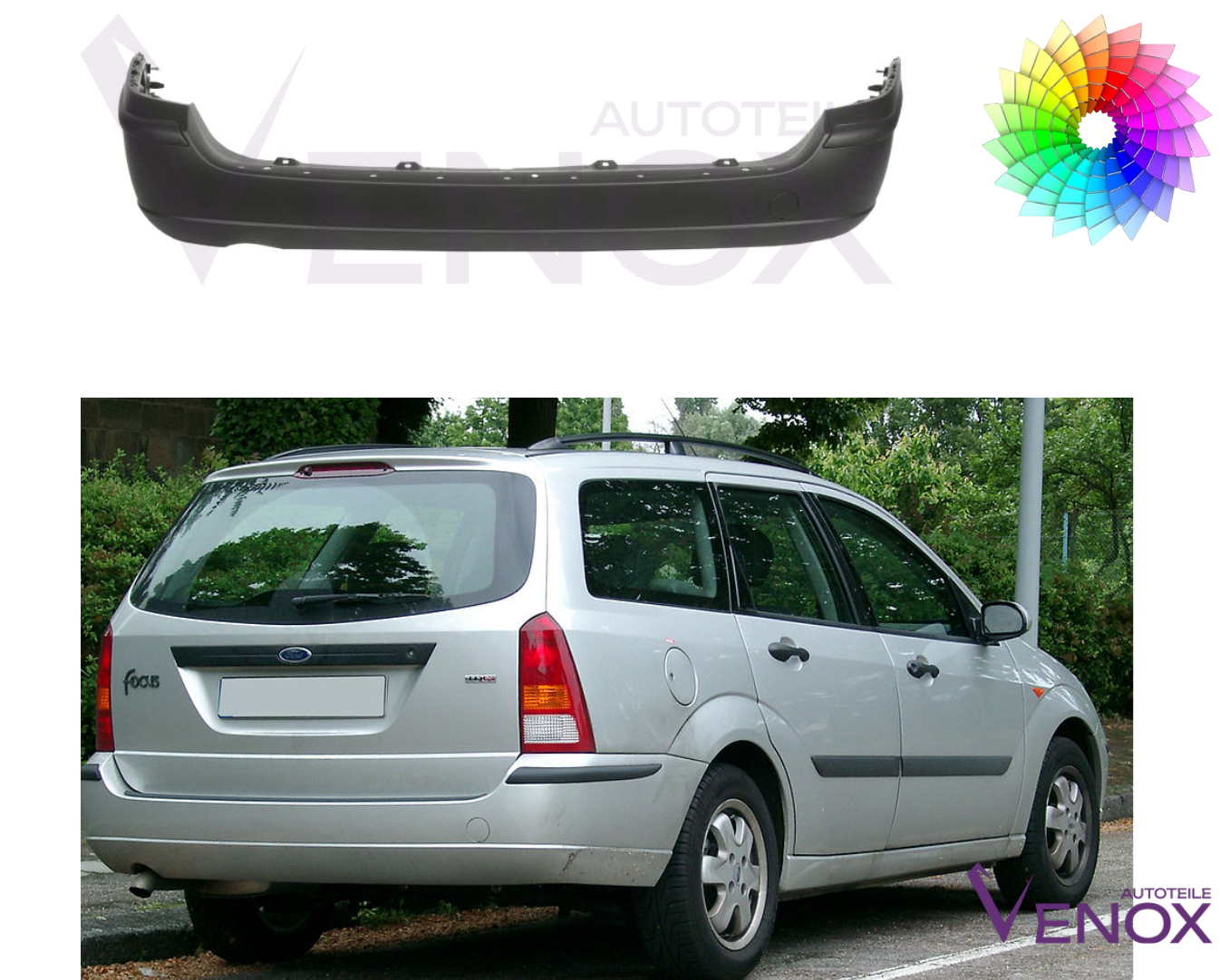 Bagkofanger til Ford Focus Mk1 2001-2004 stationcar malet i specialfarve - Image 2