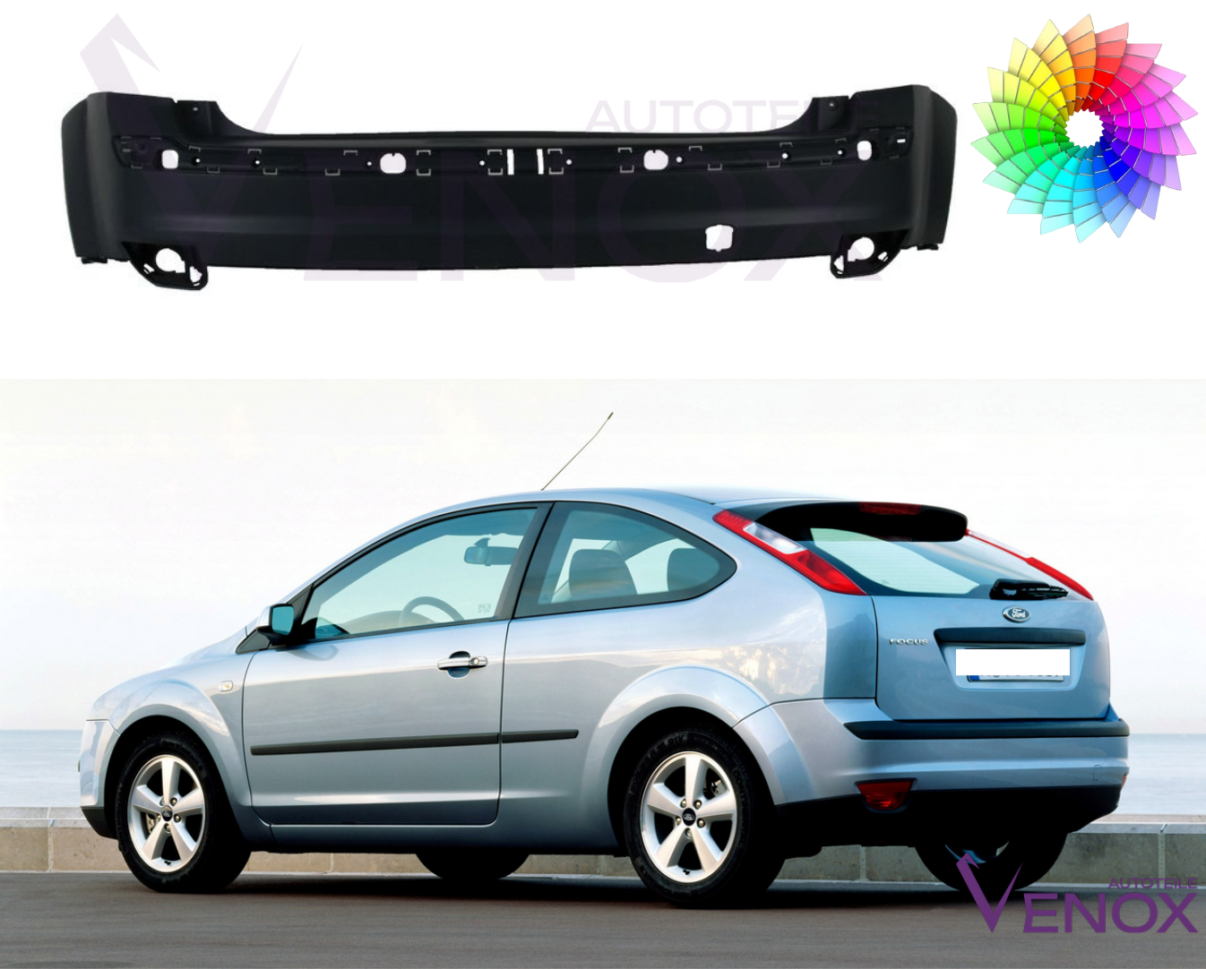 Bagkofanger til Ford Focus Mk2 2004-2008 HB Lakeret i ønsket farve - Image 2