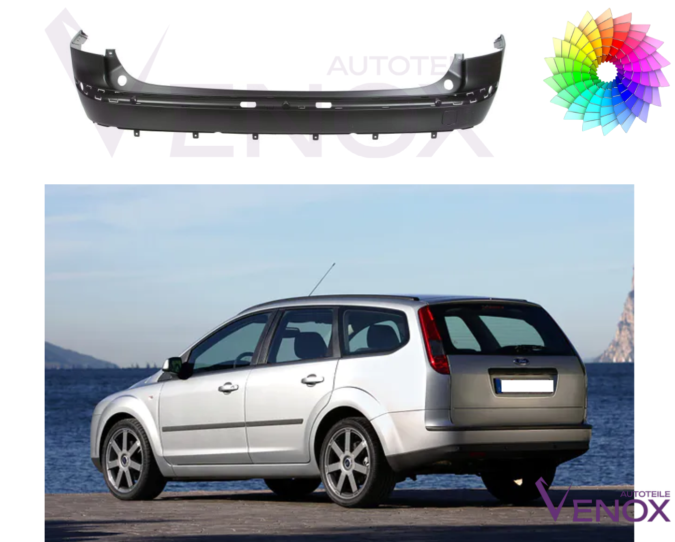 Bagkofanger til Ford Focus Mk2 2004-2008 stationcar malet i specialfarve - Image 2