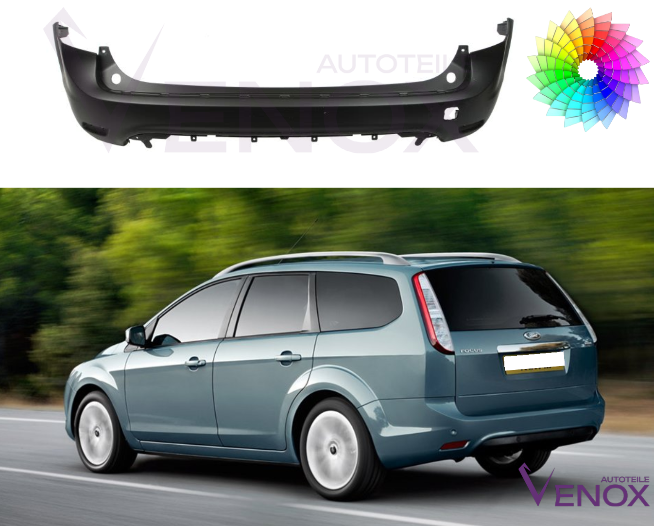 Bagkofanger til Ford Focus Mk2 2008-2010 stationcar malet i specialfarve - Image 2