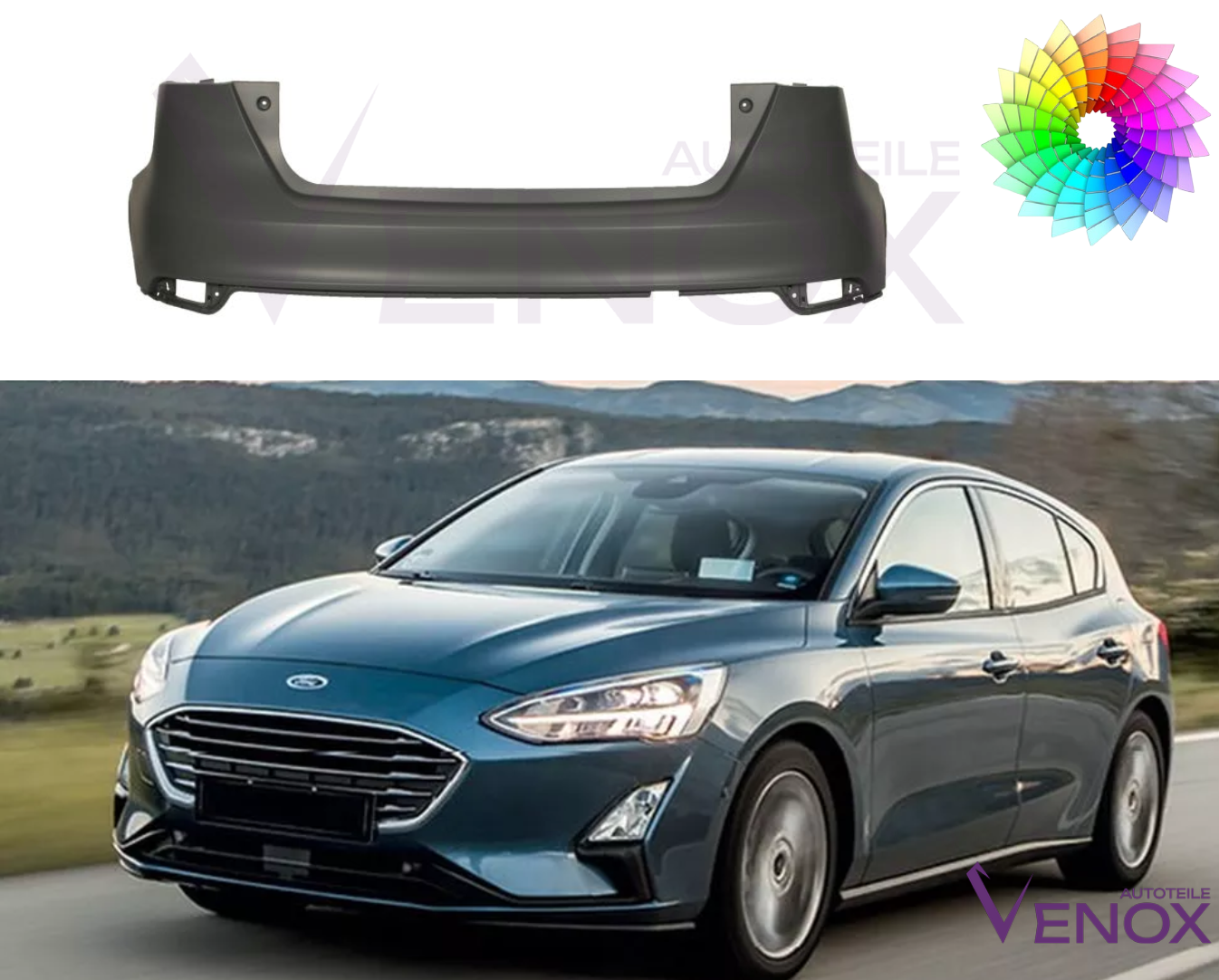 Bagkofanger til Ford Focus Mk4 fra 2018 HB PDC Lakeret i ønsket farve - Image 2