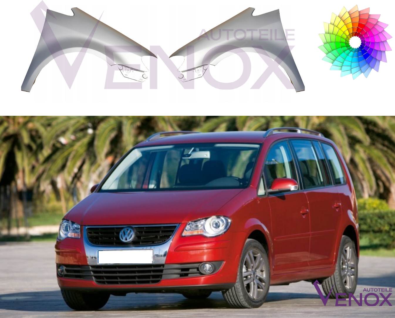 Stænkskærm til venstre til Vw Touran 1T 06-10 Lakeret i ønsket farve NY - Image 2