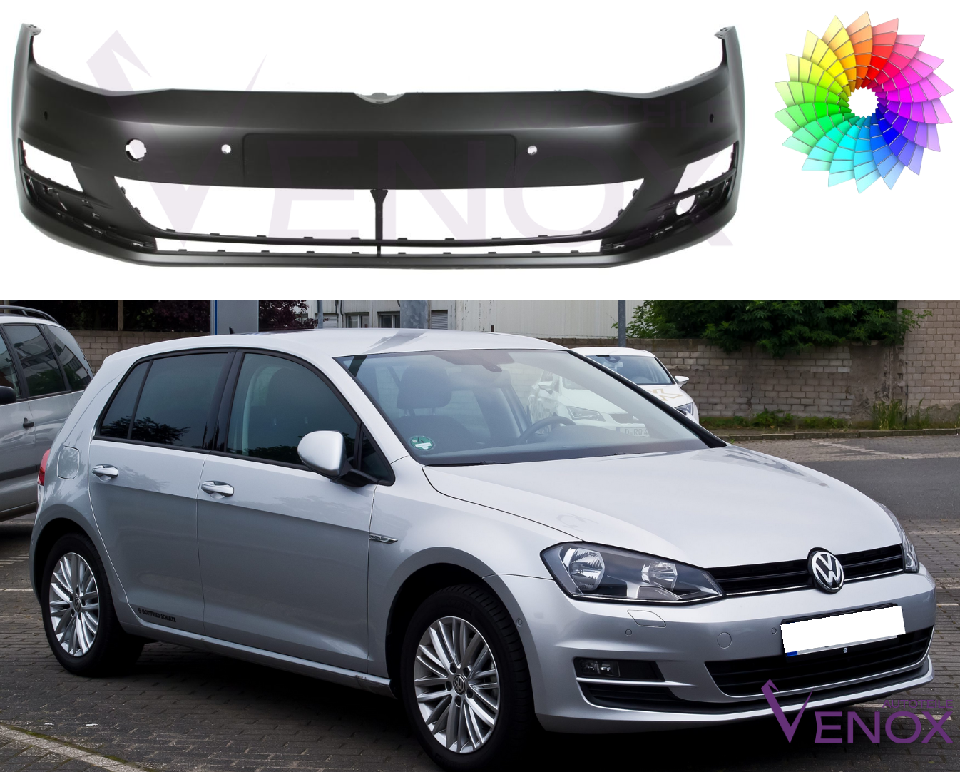 Forkofanger til VW Golf 7 VII 4 PDC lakeret i ønsket farve 2012-2017 - Image 2