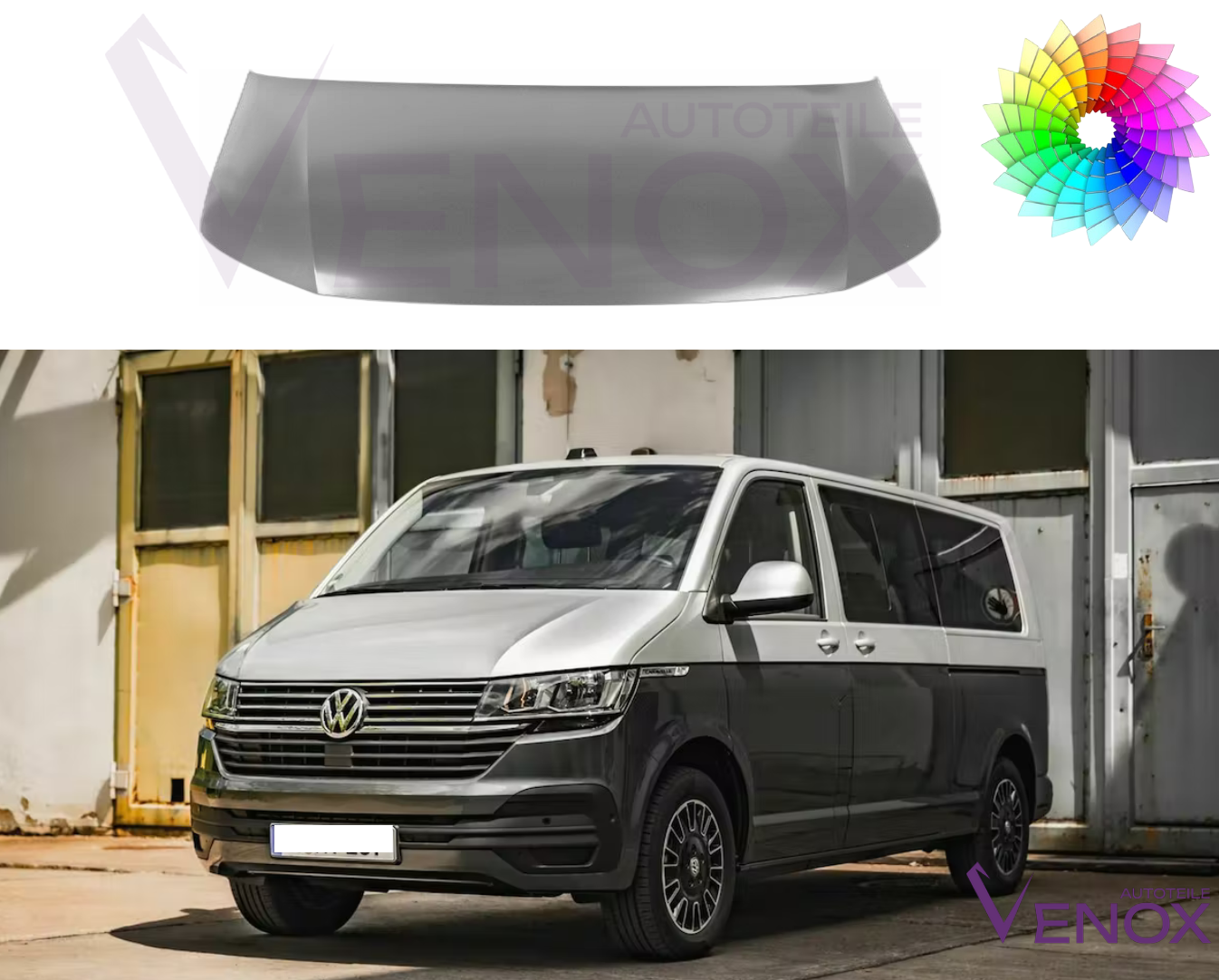 Motorhjelm til Vw T6 2015-2023 Malet i ønsket farve Ny - Image 2