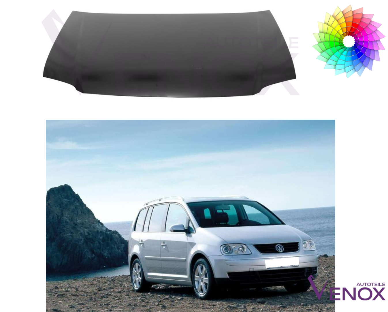 Motorhjelm til Vw Touran 1T 2007-2010 Lakeret i ønsket farve Ny - Image 2