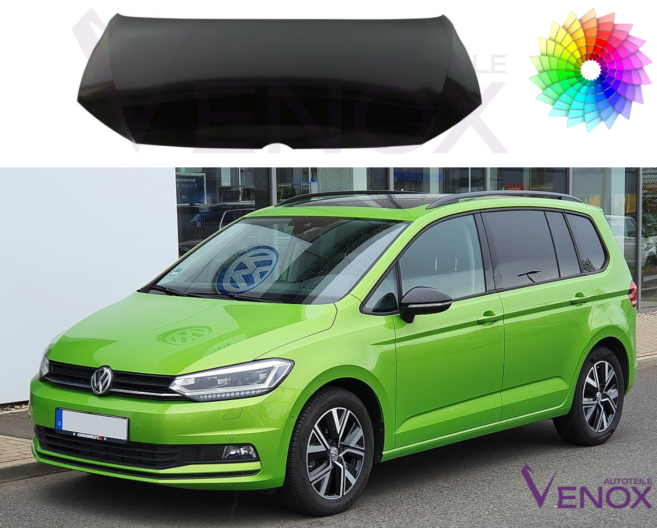 Motorhjelm til Vw Touran 5T fra 2015 - malet i ønsket farve Ny - Image 2