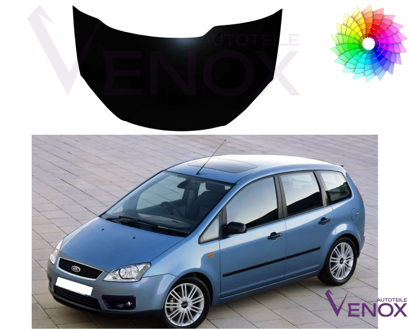 Motorhjelm til Ford C-Max 214 2007-2010 Lakeret i ønsket farve Ny - Image 2