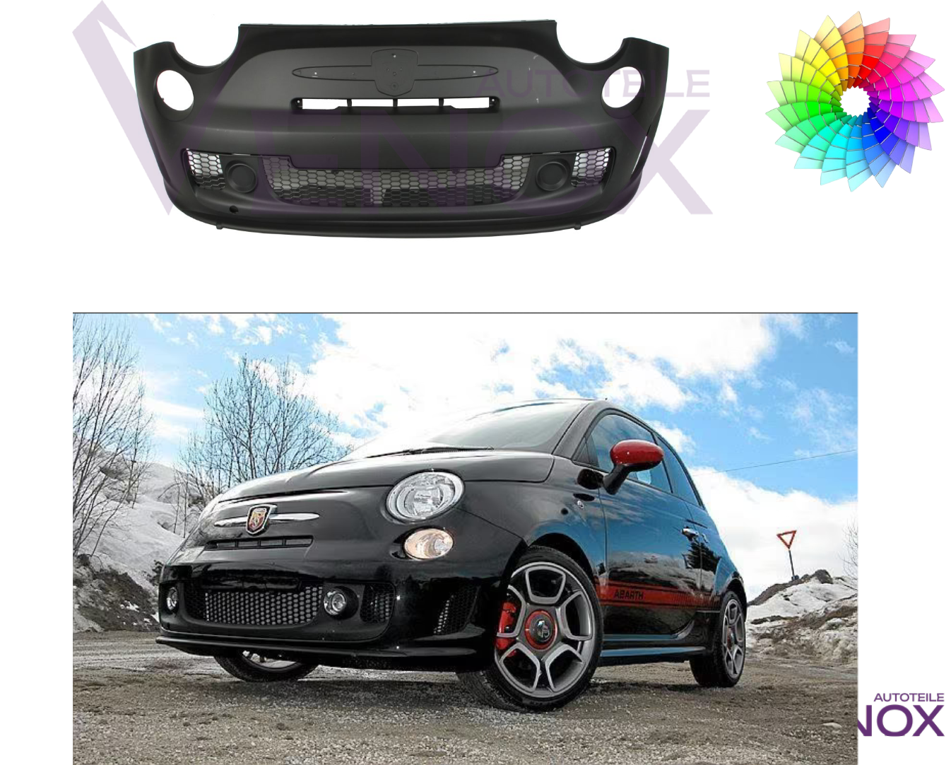 Forkofanger til Fiat 500 (312) Abarth 07-15 Lakeret i ønsket farve NY - Image 2