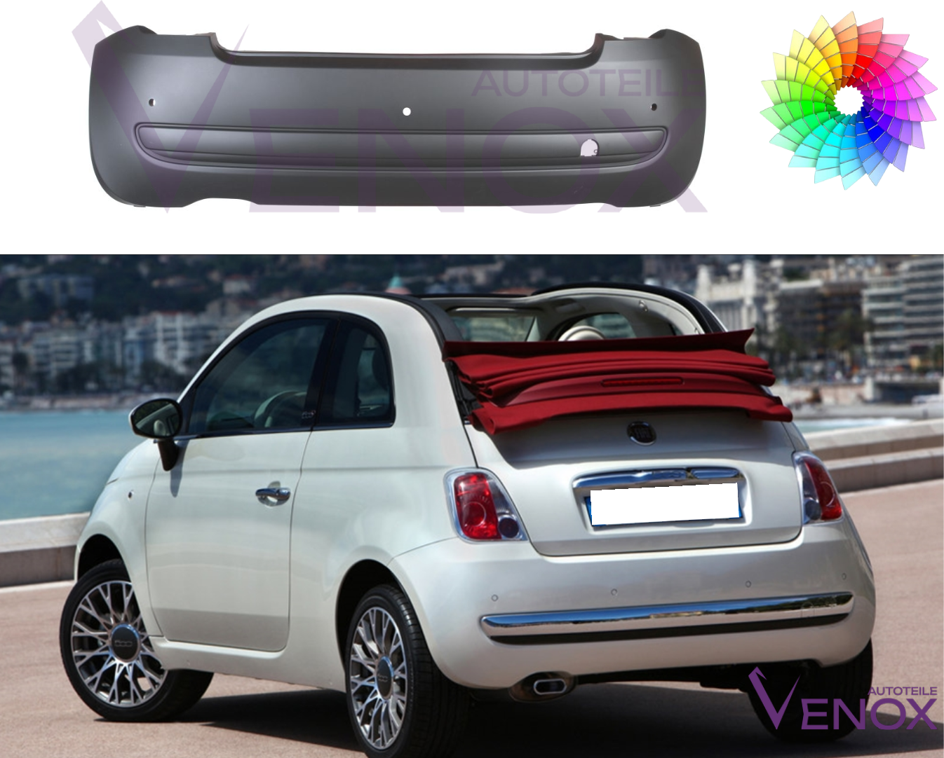 Bagkofanger til Fiat 500 (312) 07-15 3xPDC Lakeret i ønsket farve NY - Image 2