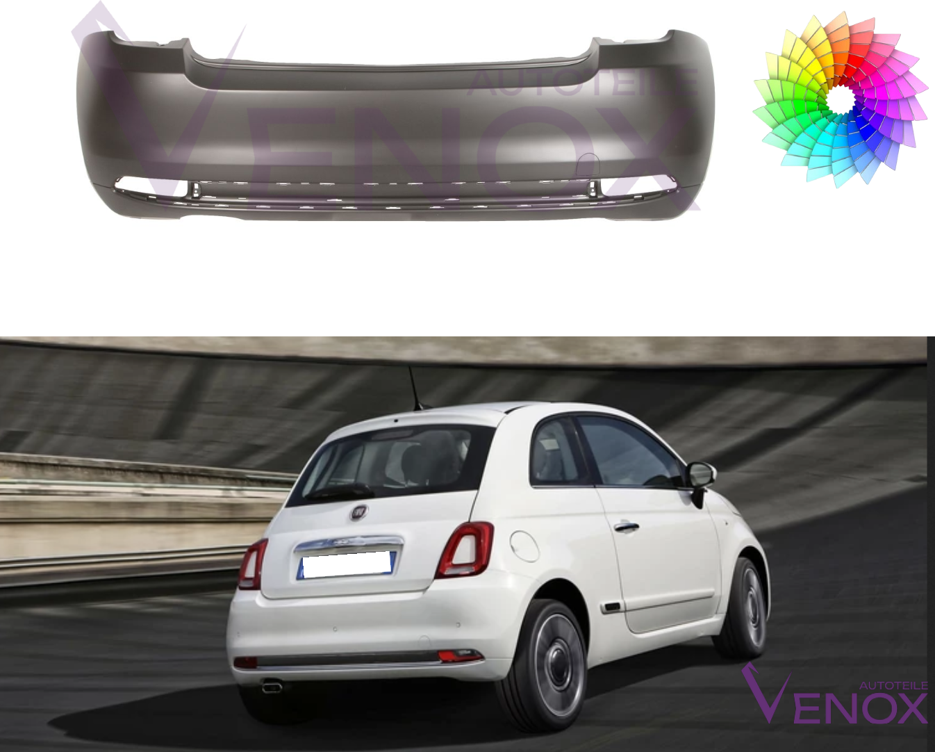 Bagkofanger til Fiat 500 (312) fra 15 Lakeret i ønsket farve NY - Image 2