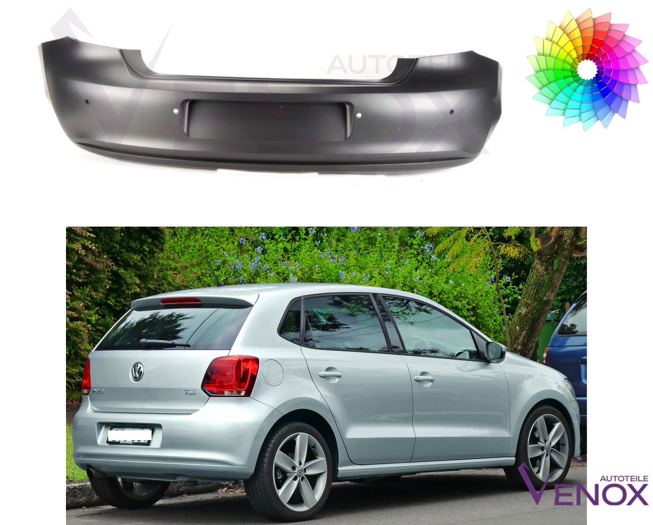 Bagkofanger til VW Polo 6R 2009-2014 PDC lakeret i ønsket farve - Image 2