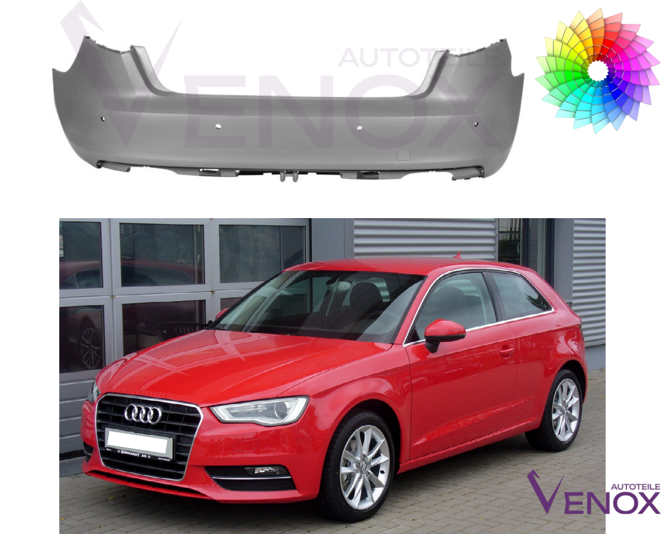 Bagkofanger til Audi A3 8V 2012-2016 PDC Lakeret i ønsket farve - Image 2