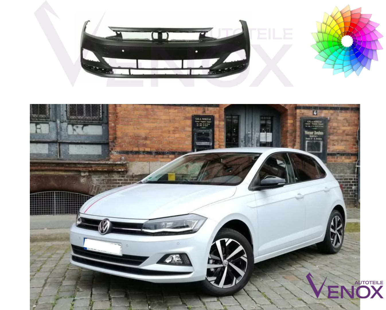 Forkofanger til VW Polo fra 2017 - PDC-lakeret i ønsket farve - Image 2