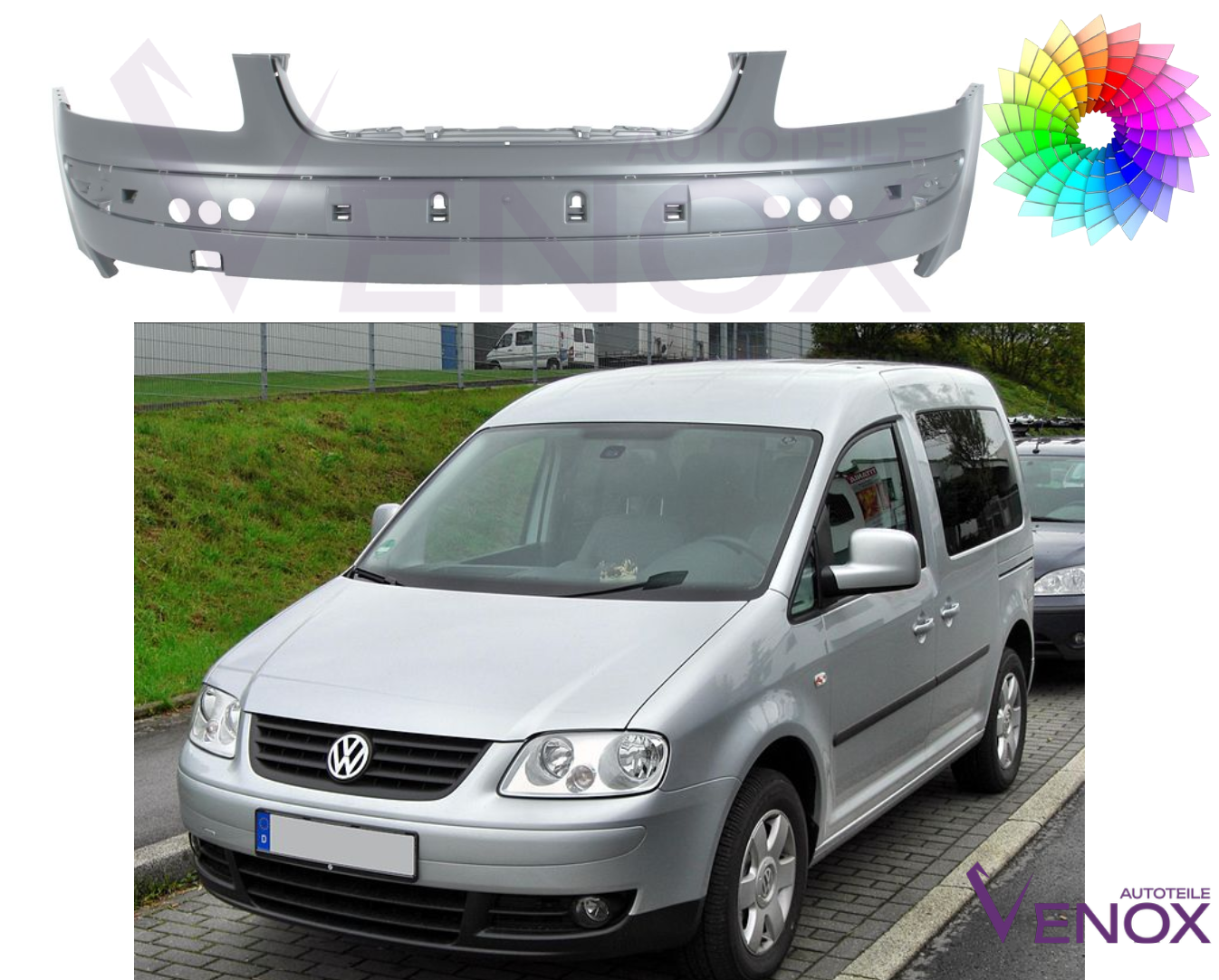 Forkofanger til VW Caddy 04-10 Lakeret i ønsket farve NY - Image 2