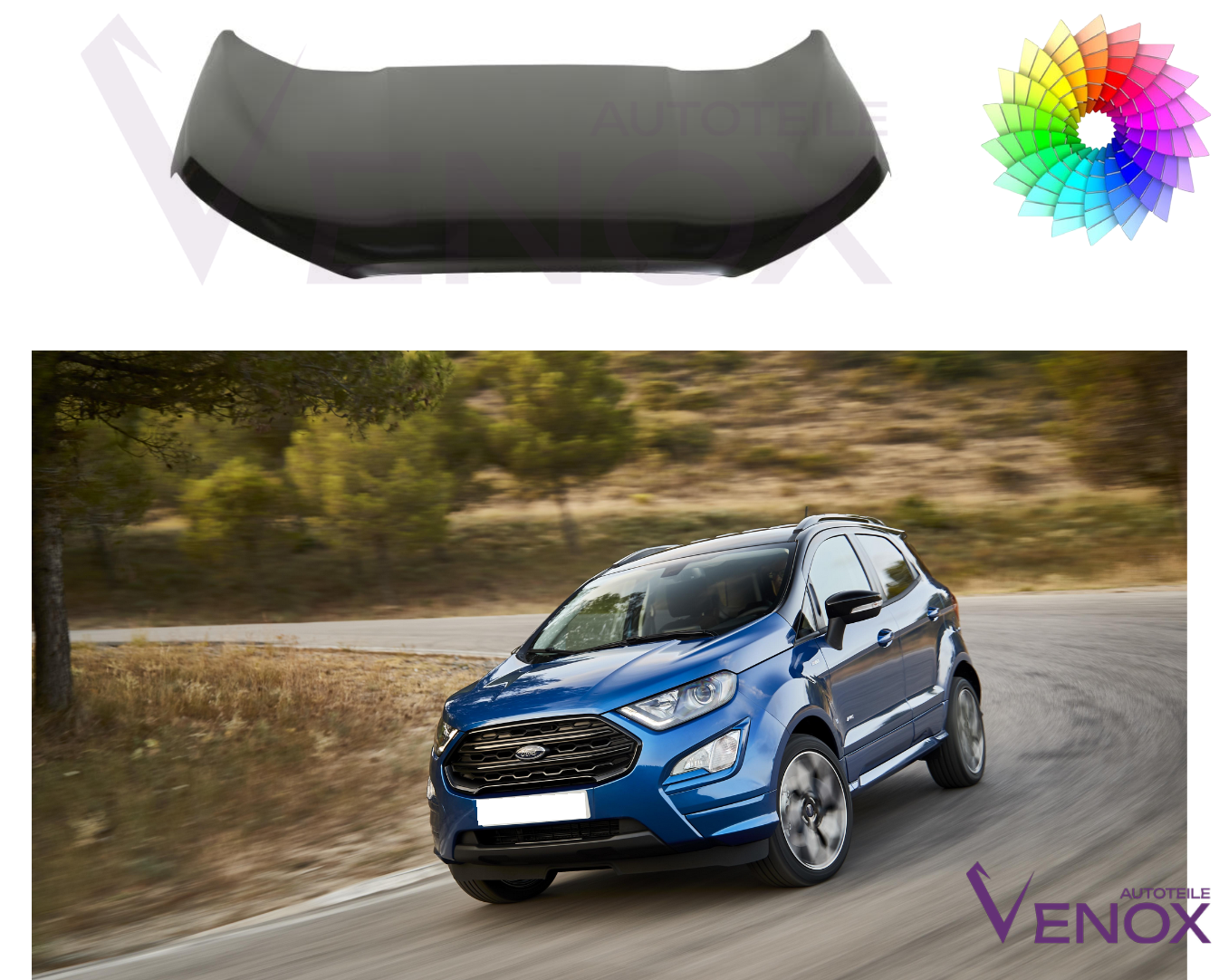 Motorhjelm til Ford Ecosport fra 2017 Malet i ønsket farve Ny - Image 2