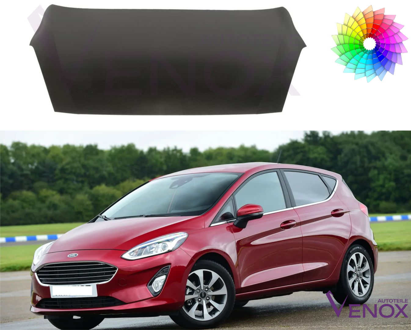 Motorhjelm til Ford Fiesta MK 8 fra 2016 malet i specialfarve Ny - Image 2