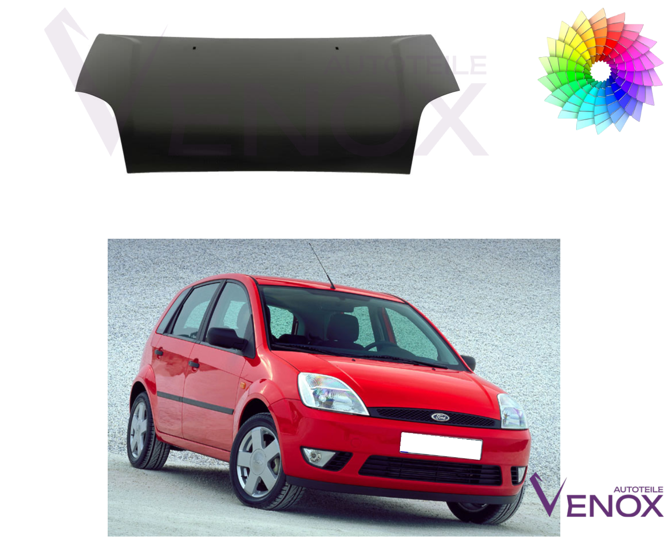 Motorhjelm til Ford Fiesta MK 6 2002-2005 Lakeret i ønsket farve Ny - Billede 2