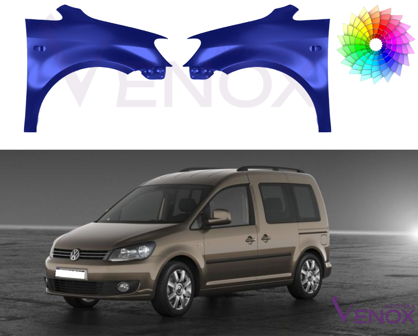 Stænkskærm højre til VW Caddy 10-15 Lakeret i ønsket farve NYT - Image 2