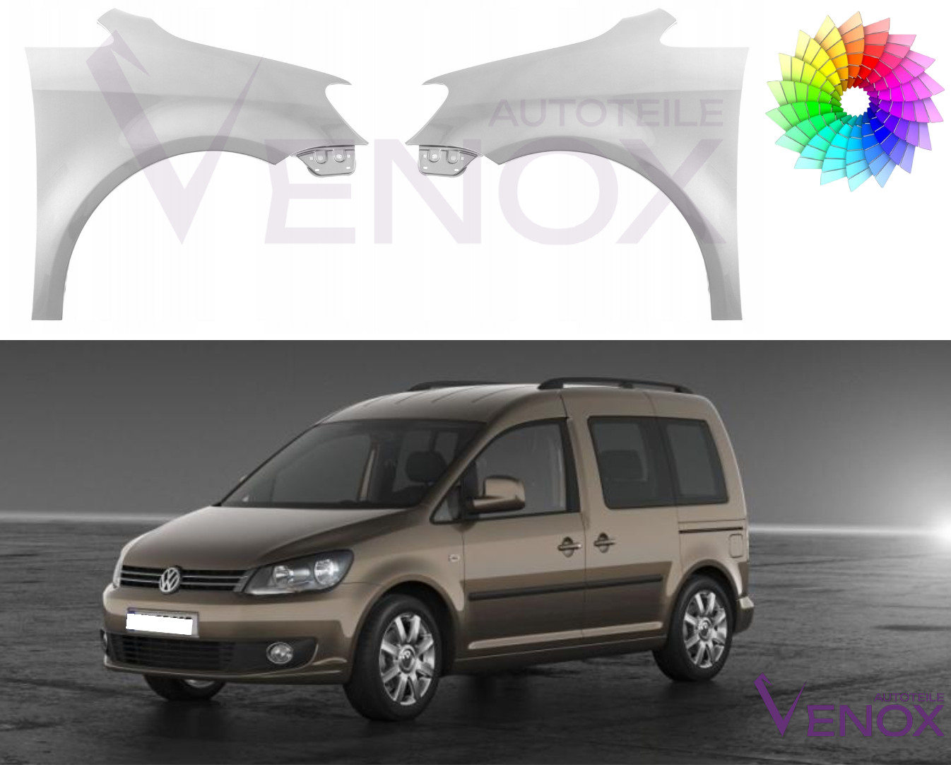 Stænkskærm højre til VW Caddy 10-15 Lakeret i ønsket farve NYT - Image 2