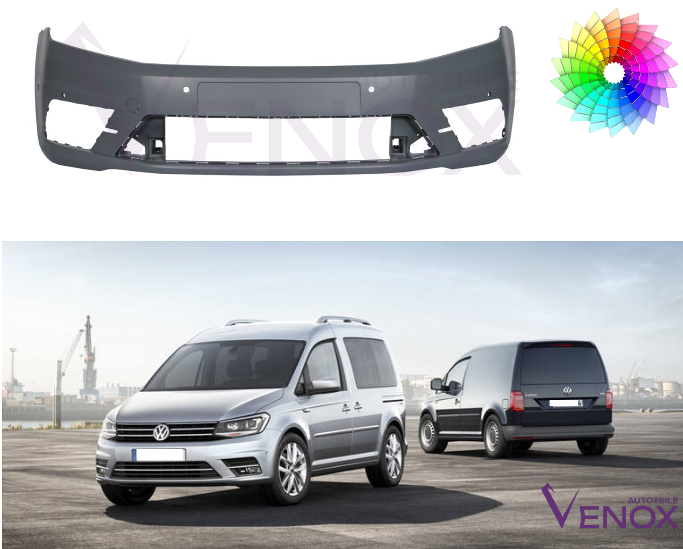 Forkofanger til VW Caddy fra 15 PDC Lakeret i ønsket farve NYT - Image 2