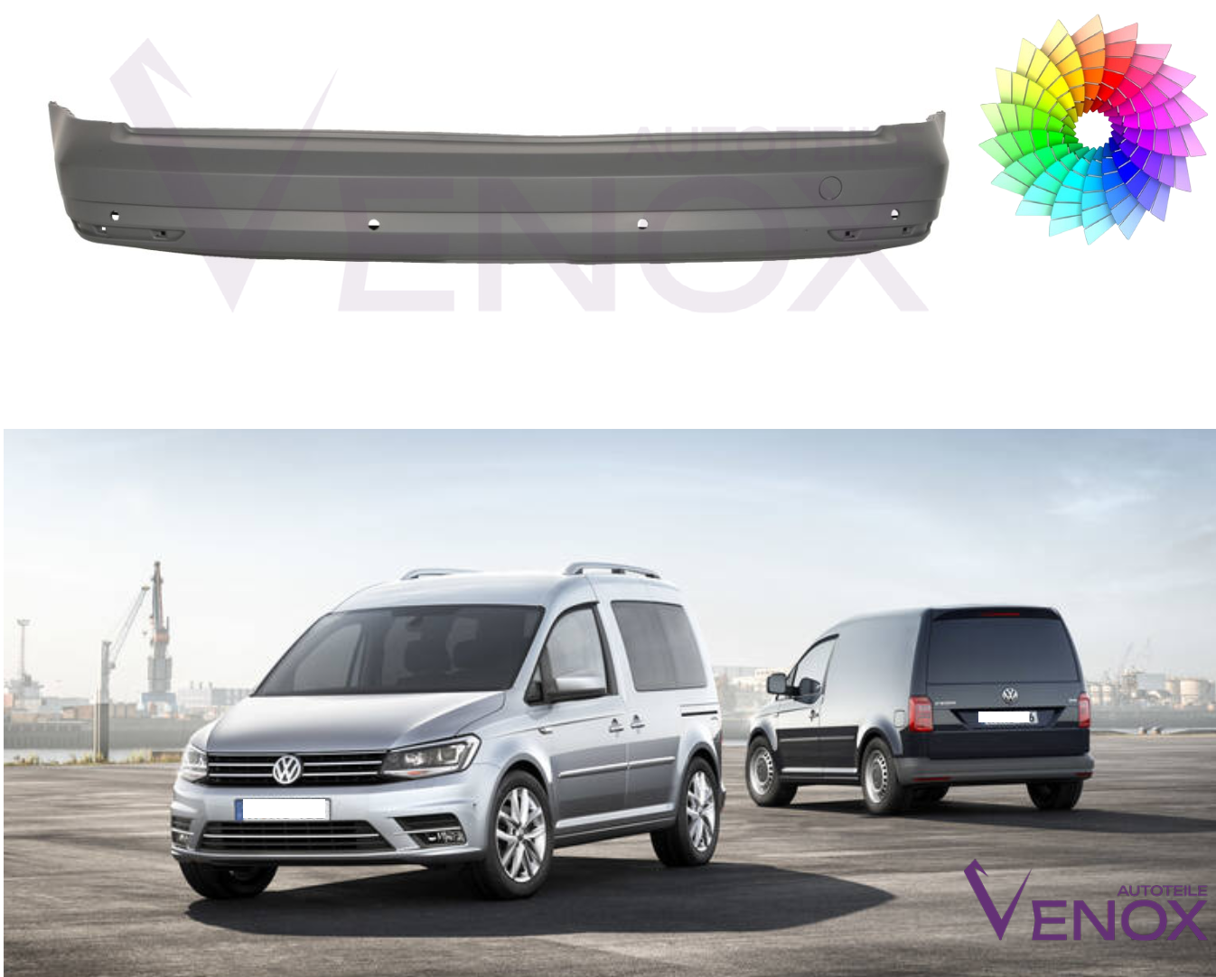 Bagkofanger til VW Caddy fra 2015 PDC Lakeret i ønsket farve NYT - Image 2