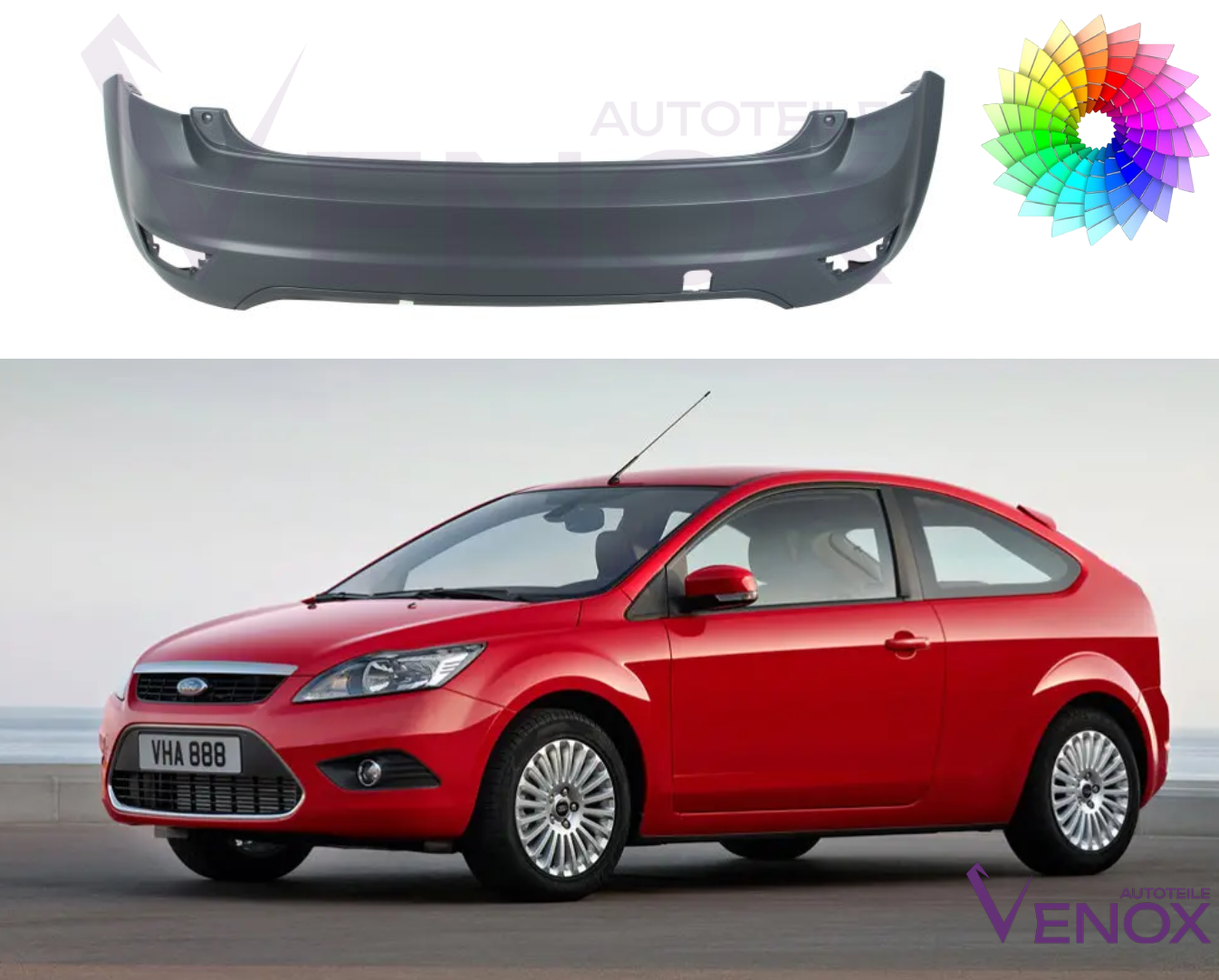 Bagkofanger til Ford Focus Mk2 2008-2010 HB Lakeret i ønsket farve - Image 2