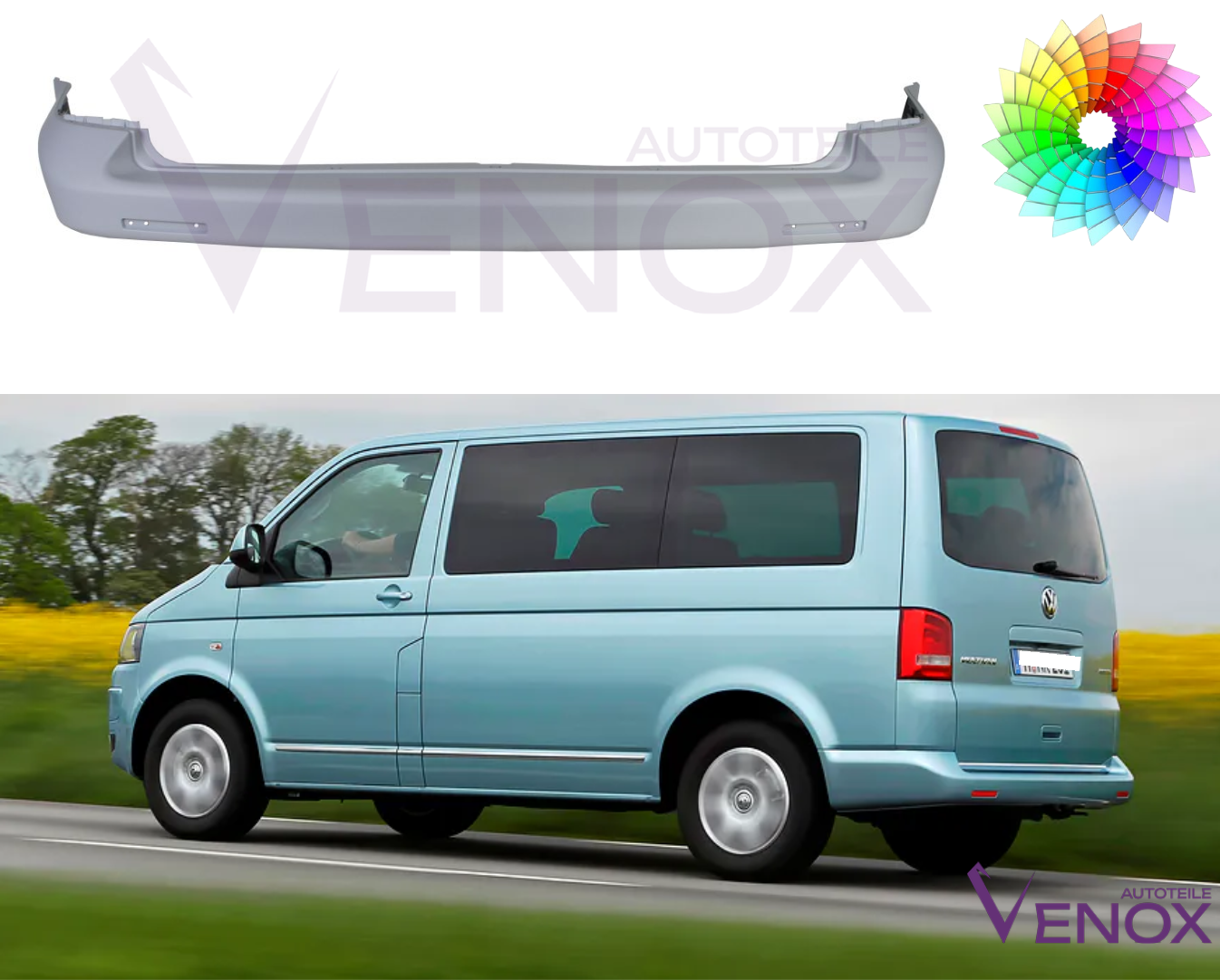 Bagkofanger til VW T5 CARAVELLE MULTIVAN 13-15 PDC lakeret i farve efter eget valg - Image 2