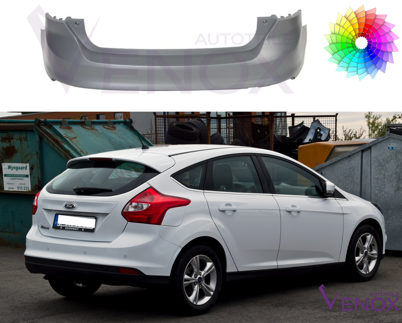 Bagkofanger til Ford Focus Mk3 2010-2014 HB PDC Lakeret i ønsket farve - Image 2