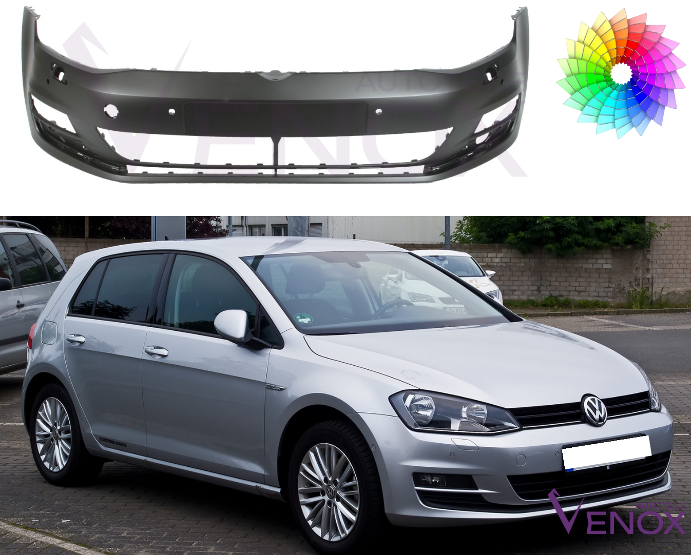 Forkofanger til VW Golf 7 VII 12-17 6xPDC SRA lakeret i ønsket farve - Image 2