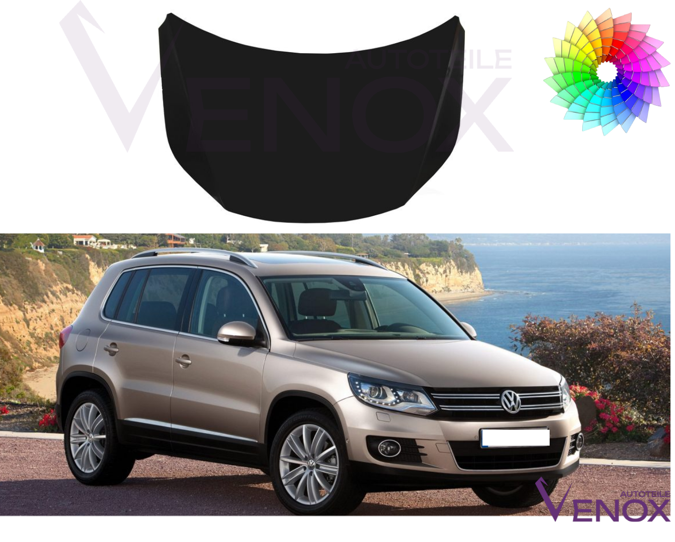 Motorhjelm til Vw Tiguan 2007-2016 Lakeret i ønsket farve Ny - Image 2