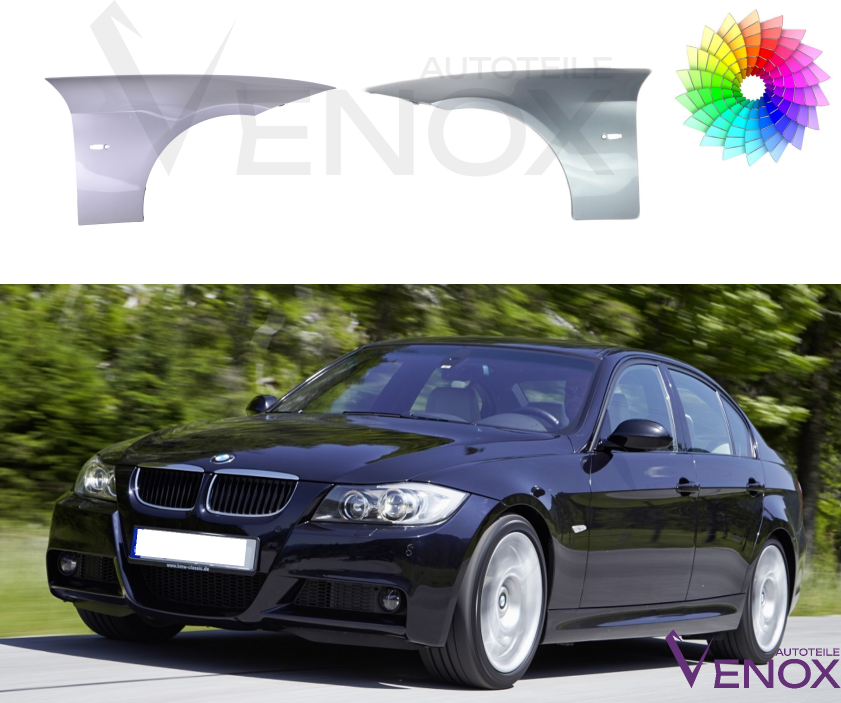 Stænkskærm foran til højre til BMW E90 E91 04-13 LACKERET I FARVE EFTER EGET VALG - Image 2