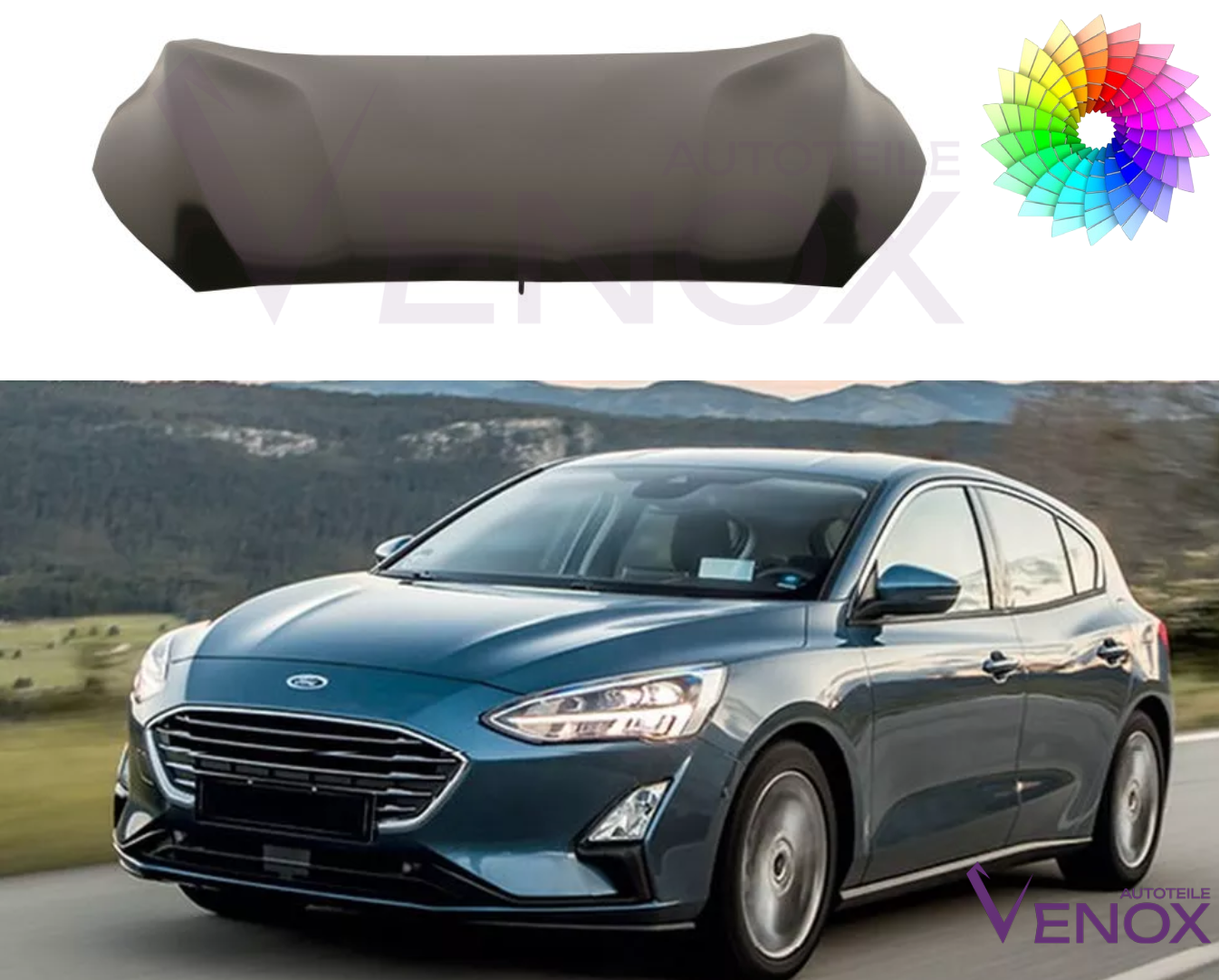 Motorhjelm til Ford Focus Mk 4 fra 2018 Malet i ønsket farve Ny - Image 2