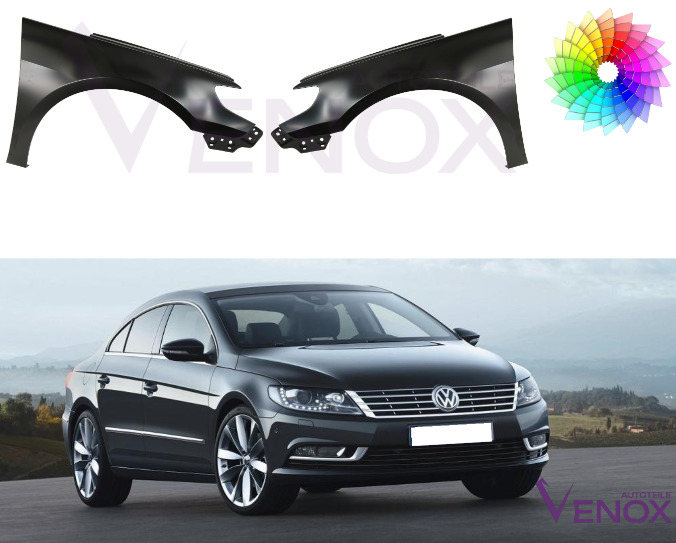 Stænkskærm højre til VW Passat CC 2012-2017 Lakeret i ønsket farve NYT - Image 2