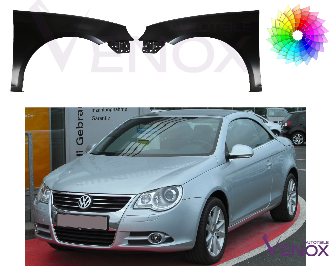 Stænkskærm højre til VW Eos 2006-2015 Lakeret i ønsket farve NY - Image 2