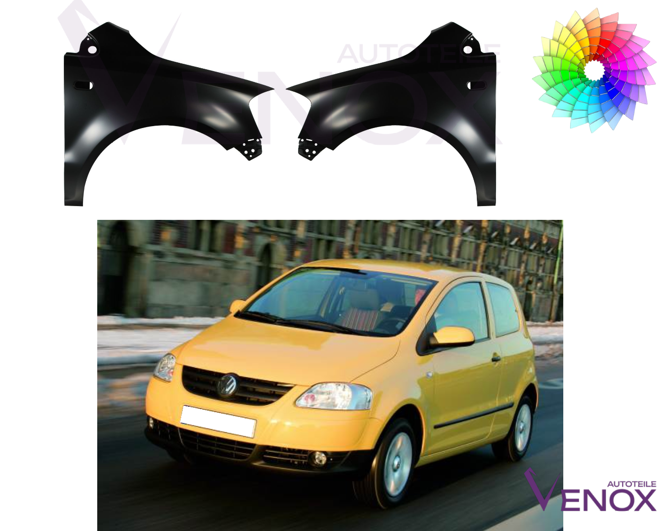 Stænkskærm til venstre til VW Fox 2005-2011 Lakeret i ønsket farve NY - Image 2