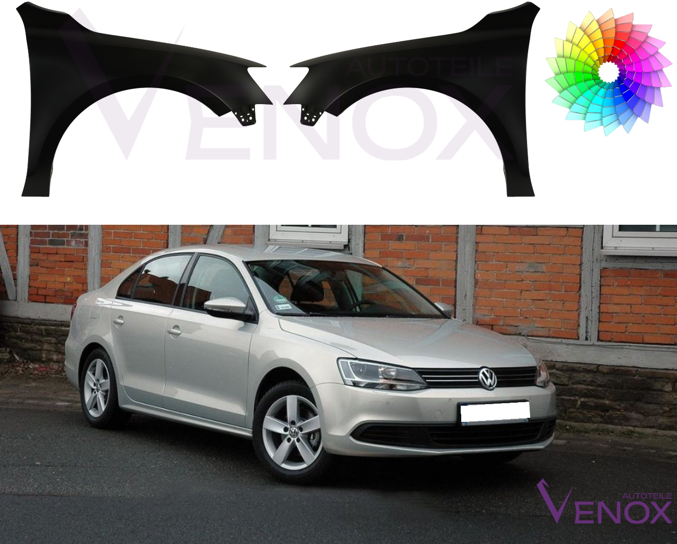 Stænkskærm til venstre til VW Jetta 2010-2018 Lakeret i ønsket farve - Image 2