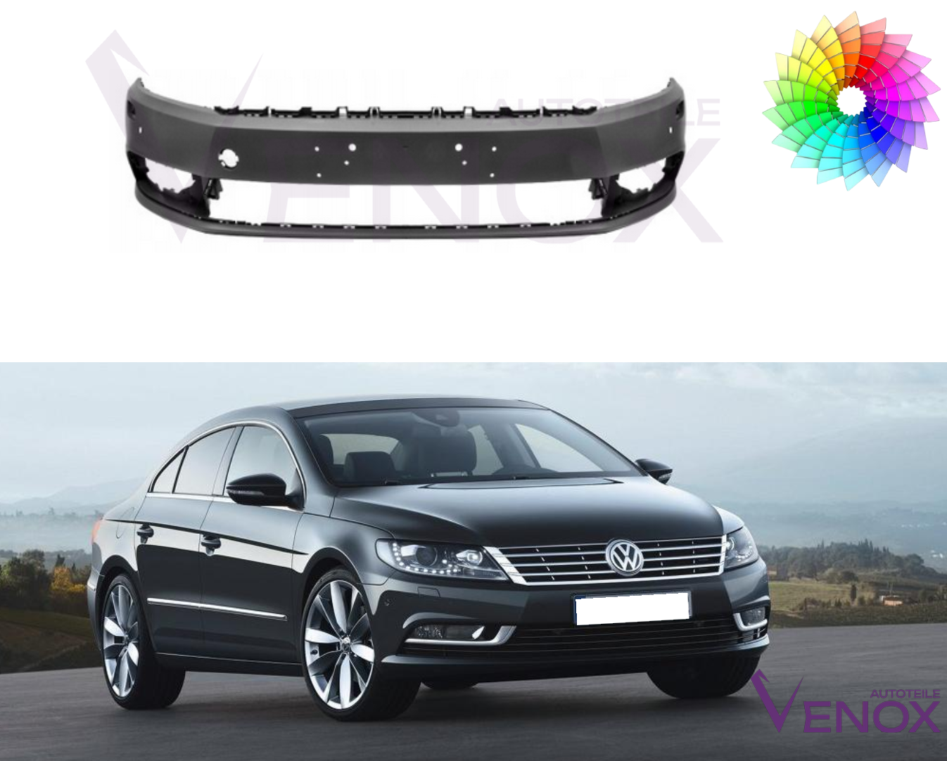 Forkofanger til Vw CC 358 2012-2017 4xPDC SRA Lakeret i ønsket farve NY - Image 2