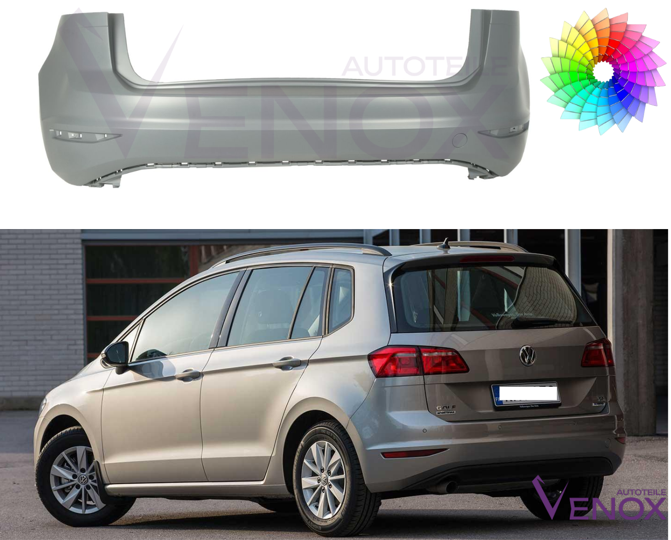 Bagkofanger til Vw Golf Sportsvan Lakeret i ønsket farve 2014-2017 - Image 2