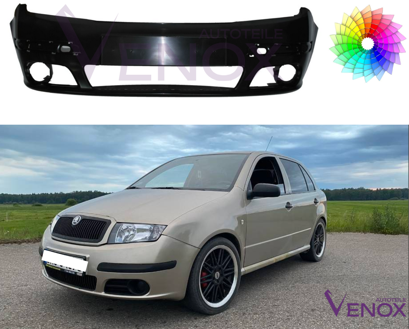 Forkofanger til Skoda Fabia 6Y 04-07 Lakeret i ønsket farve NY - Image 2