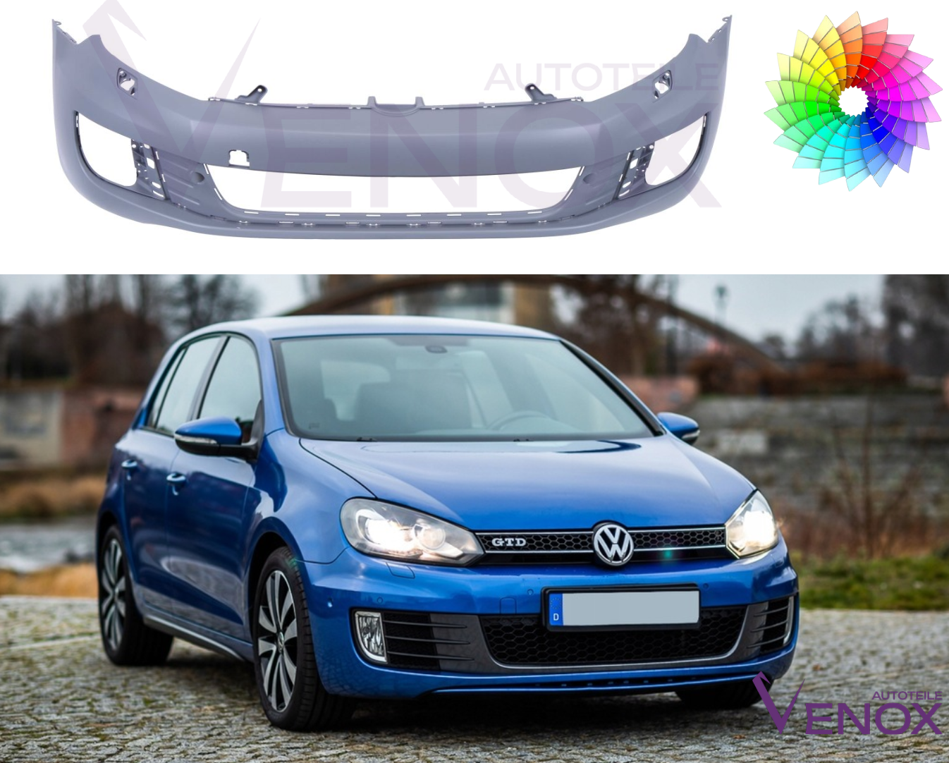 Forkofanger til Vw Golf VI 6 08-16 GTD GTI SRA malet i specialfarve NY - Image 2