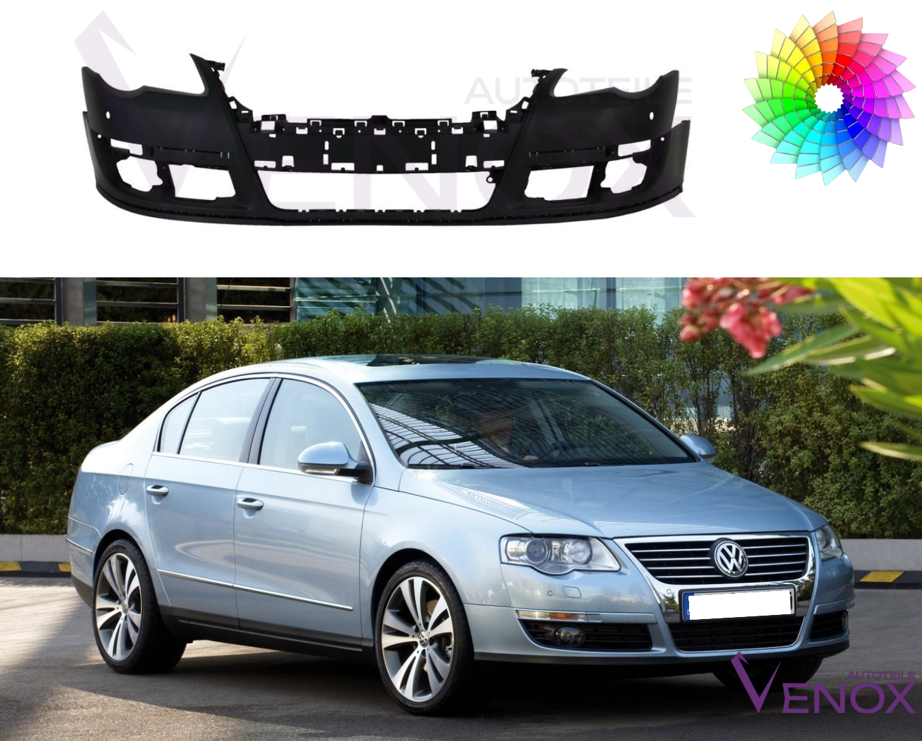 Forkofanger til VW Passat B6 2005-2010 PDC lakeret i ønsket farve - Image 2