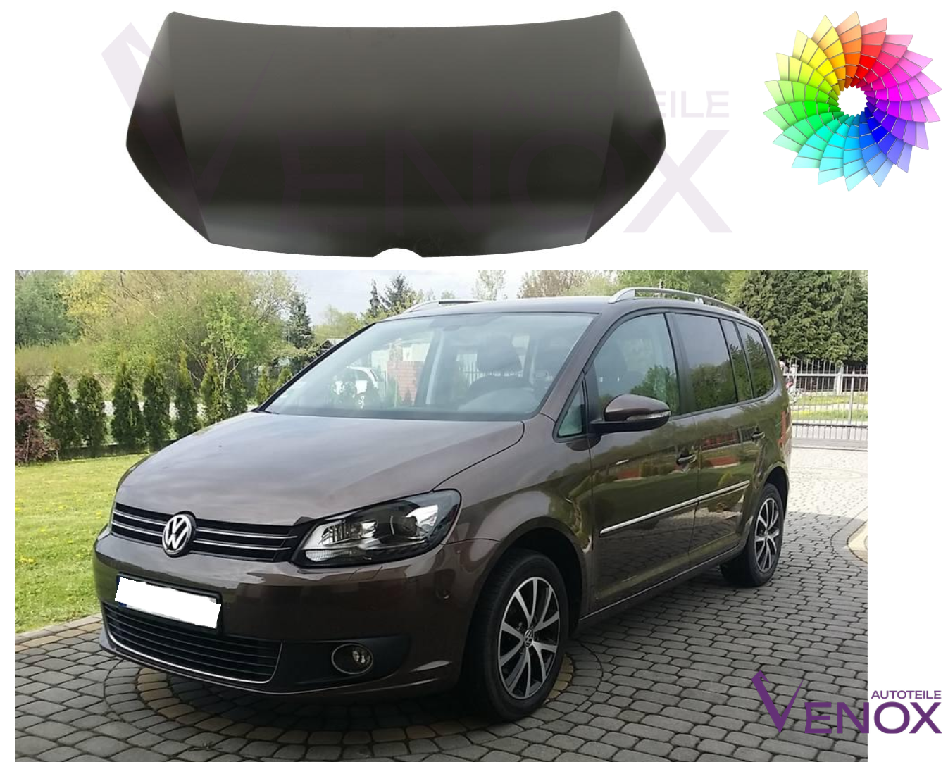 Motorhjelm til Vw Touran 1T3 2010-2015 Lakeret i ønsket farve Ny - Image 2