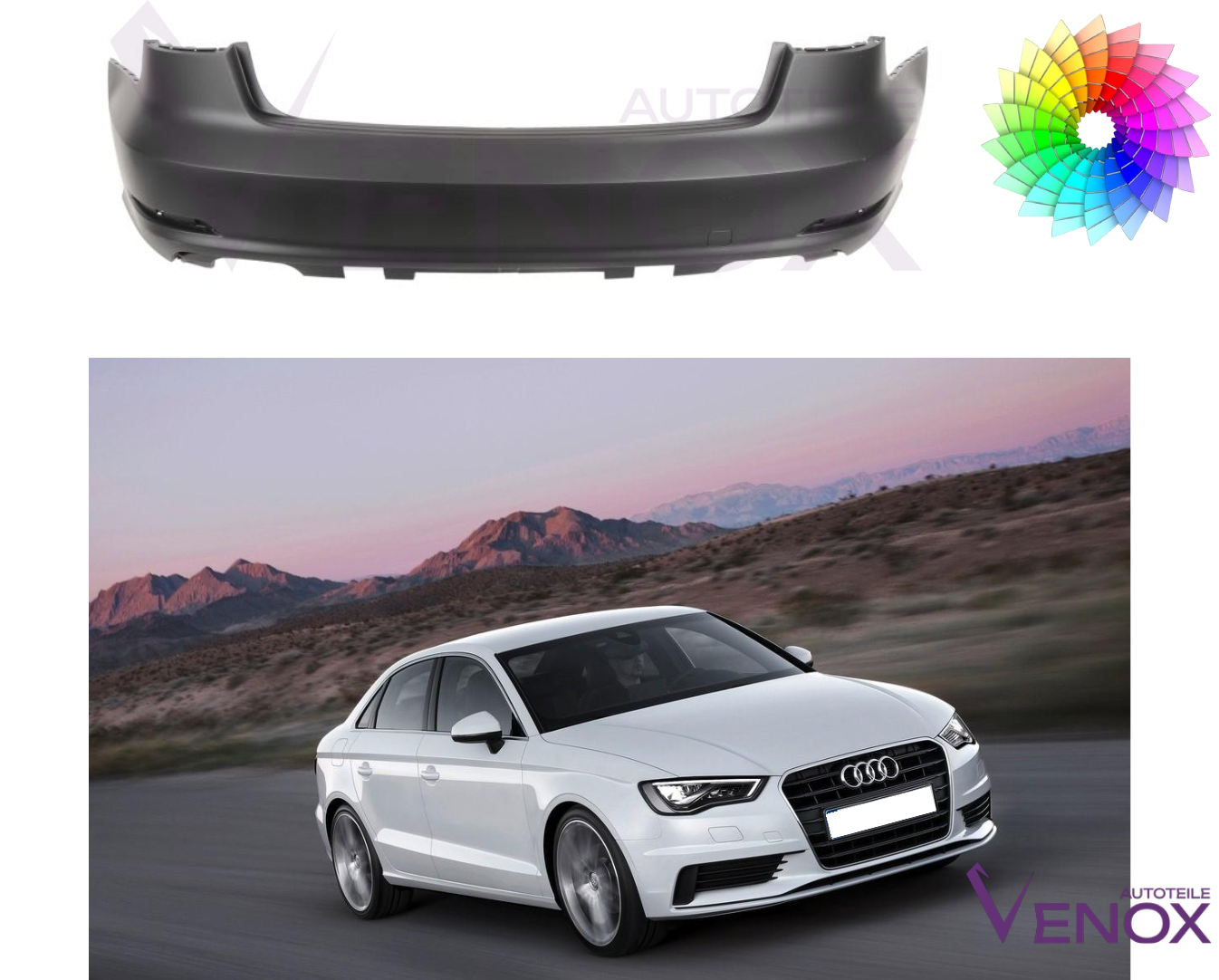 Bagkofanger til Audi A3 8V 2012-2016 PDC Lakeret i ønsket farve - Image 2