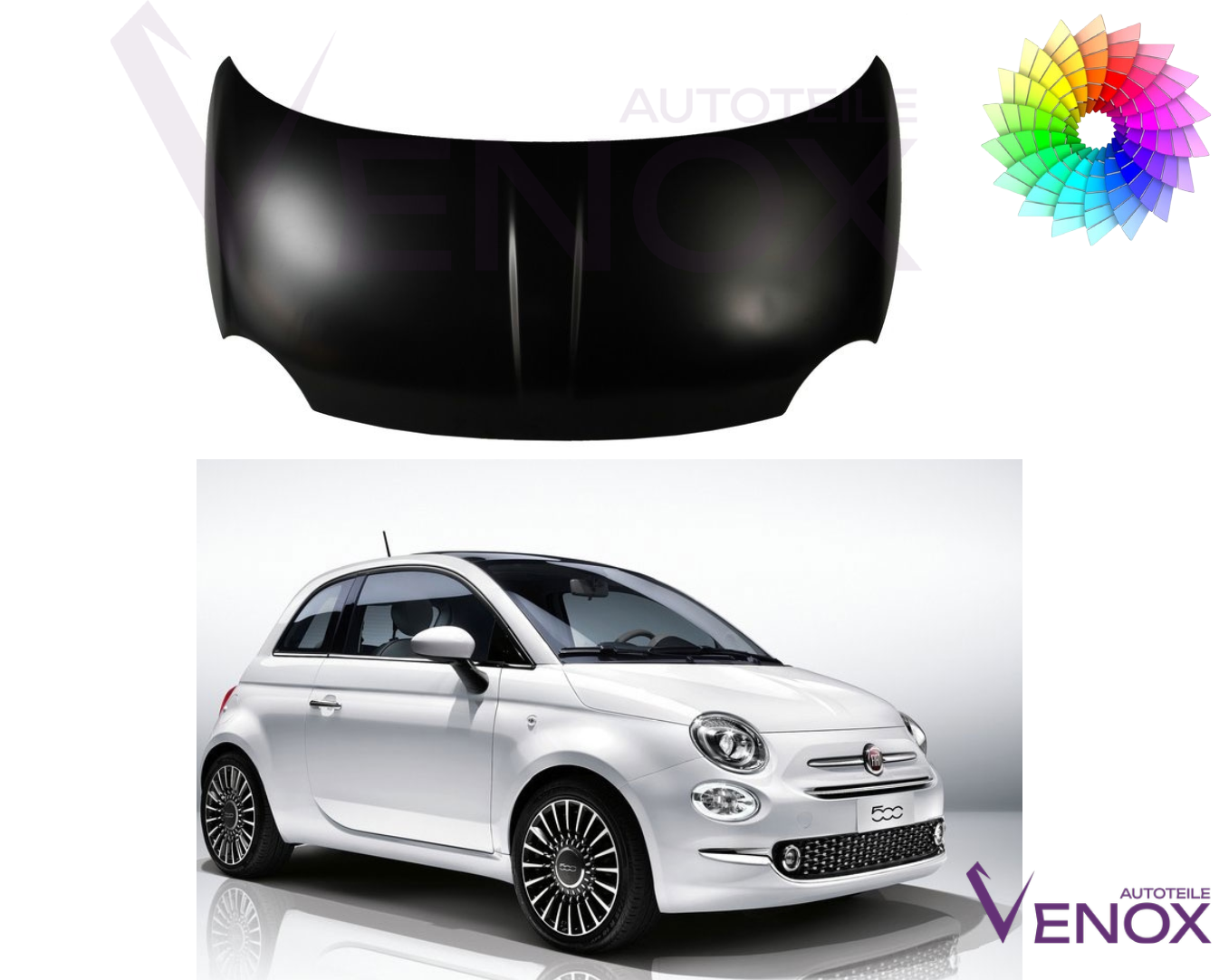 Motorhjelm til Fiat 500 fra 2015 - malet i ønsket farve - Image 2