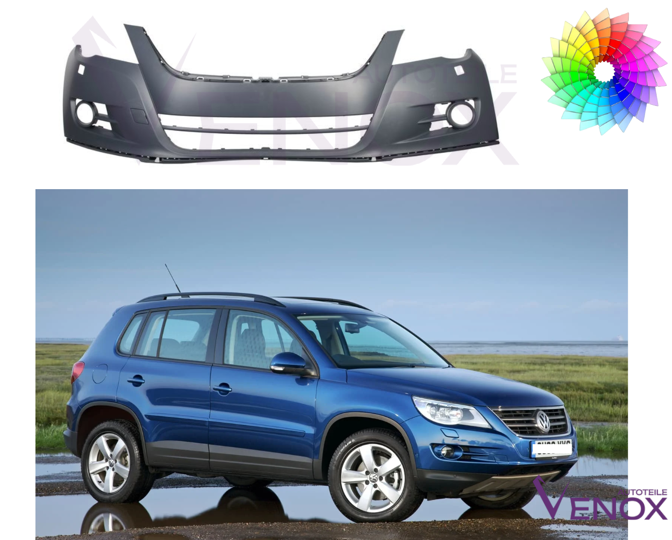 Forkofanger til VW Tiguan 07-11 SRA lakeret i ønsket farve - Image 2