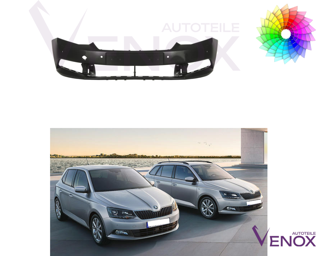 Forkofanger til Skoda Fabia III 2014-2018 PDC Lakeret i ønsket farve NYT - Image 2