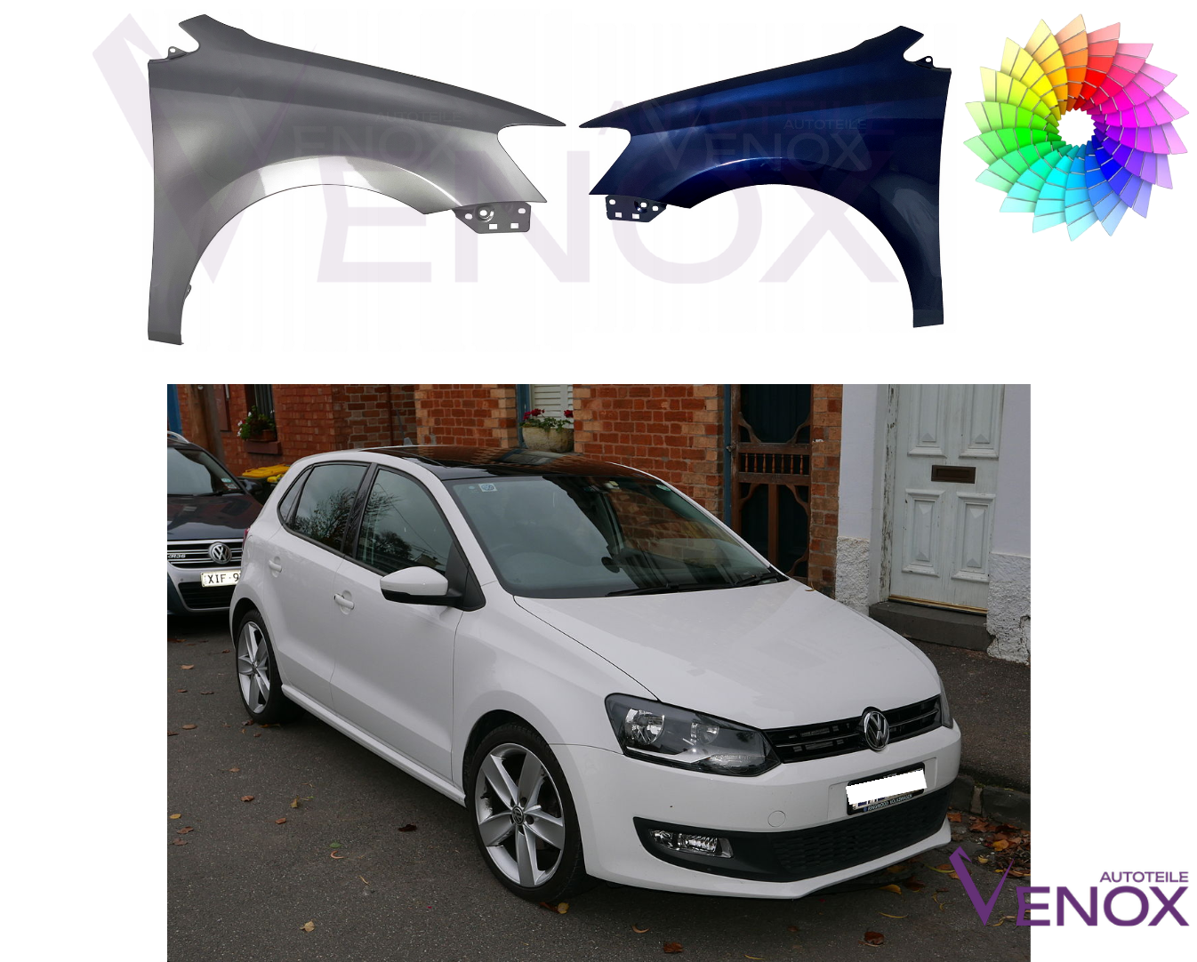 Stænkskærm VENSTRE FRONT til VW Polo 6R 09-17 LÆGGET I WISHED FARVE - Image 2